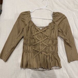 Plaid Brown Women's Top